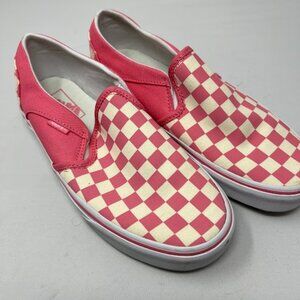 Van's slip on pink checkered women's size 8